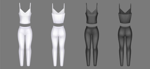istock Woman clothes 3d vector tight pants and tank top 1383704990
