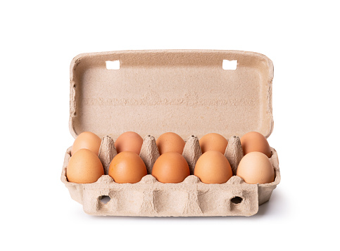 brown raw chicken eggs with clipping path.
