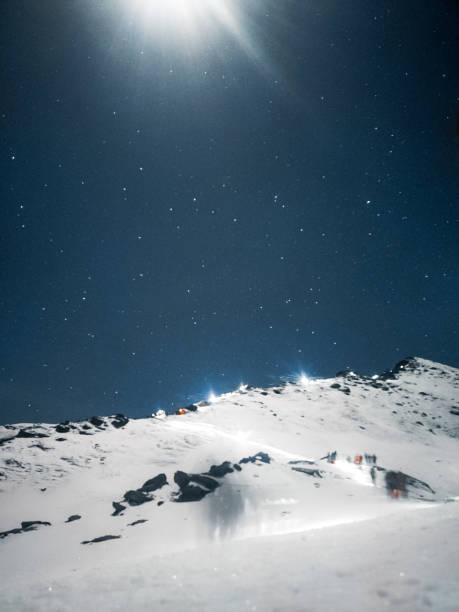 Person in Nature at night under the millions of stars in the deep blue sky. Put the lights on.