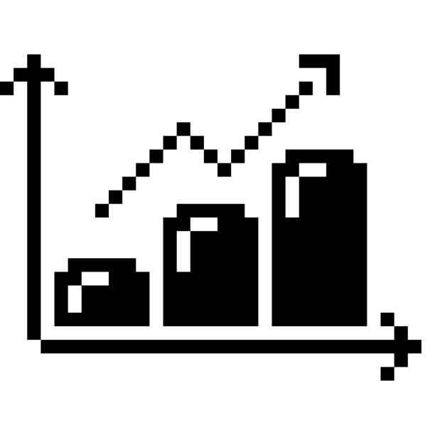wachstumsdiagramm. pixel art business-symbol - pixel art grafiken stock-grafiken, -clipart, -cartoons und -symbole