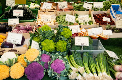 fresh vegetables at the weekly market in the city