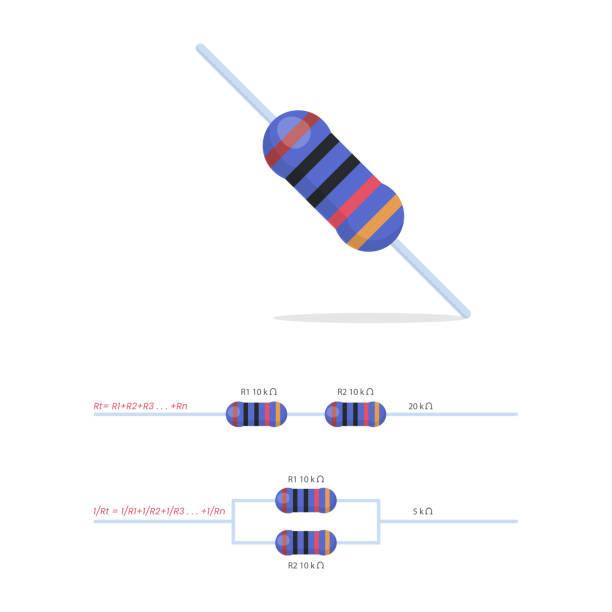 Resistor Series and parallel resistor circuits with formulas and results parallel stock illustrations