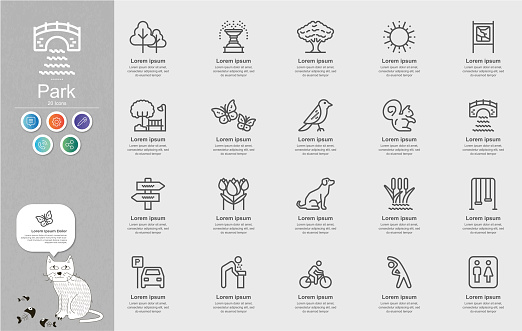 Park Line Icons Content Infographic