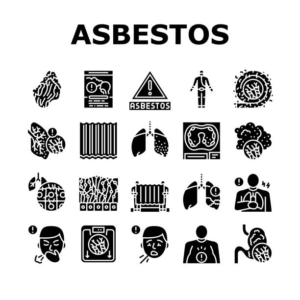 ภาพประกอบสต็อกที่เกี่ยวกับ “วัสดุใยหินและไอคอนปัญหาชุดเวกเตอร์ - asbestos mineral”