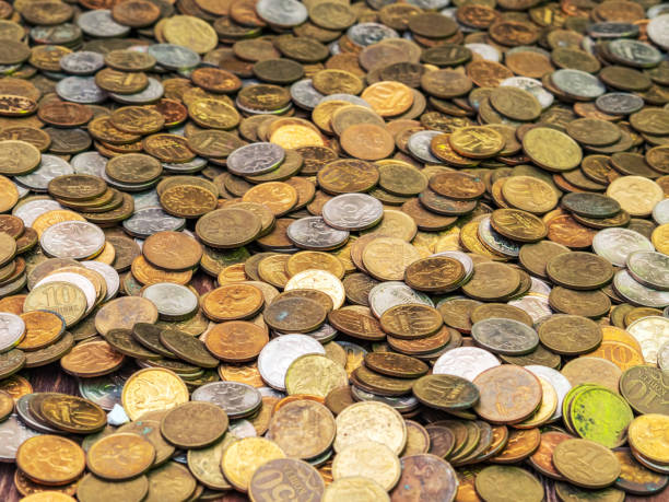 istock Small russian coins background. Concept of inflation. 1383799742