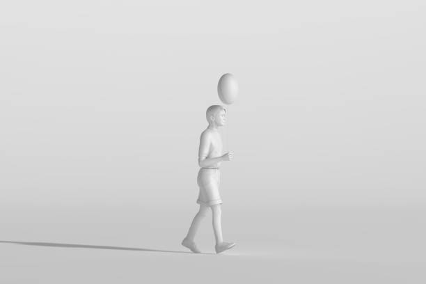Child with balloon on white background