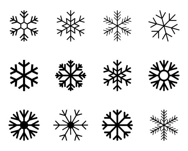 vector snowflakes, frost, ice, decoration vector snowflakes, frost, ice, decoration snowflake shape icons stock illustrations