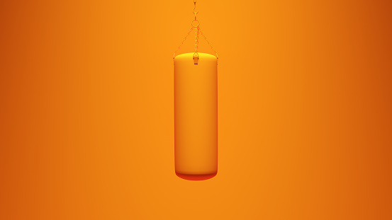 Orange Punching Bag with Orange Background 3d illustration render