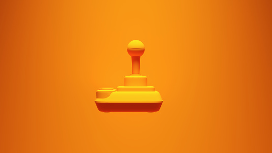 Bright Orange Joystick Gaming Controller Arcade Machine with Vibrant Orange Background 3d illustration render
