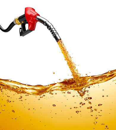 Fuel filling up from a gasoline pump - 3d Rendering