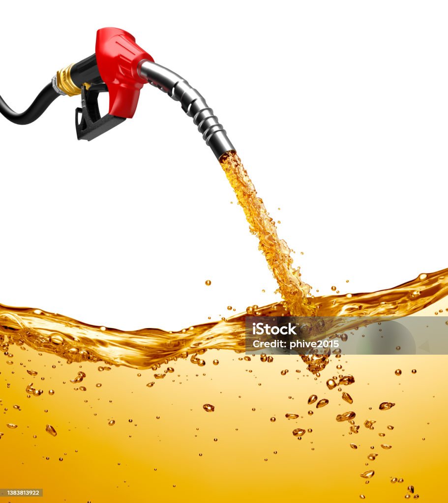 Fuel filling up from a gasoline pump - 3d Rendering Gasoline Stock Photo