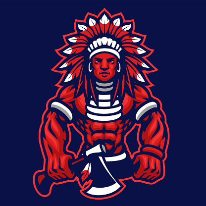 vector of Indian Chief Warrior Mascot logo