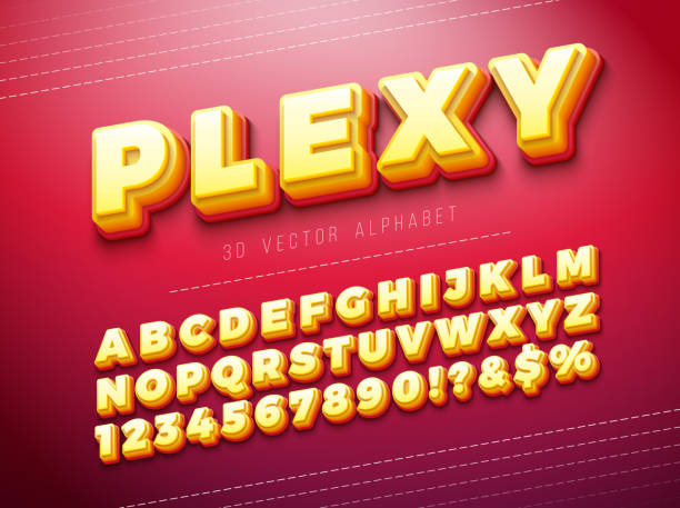 ilustraciones, imágenes clip art, dibujos animados e iconos de stock de vector 3d multi layered plexiglass effect alphabet font set with shadow on red background. colección de diseño tipográfico moderno con abc, número y caracteres especiales para banner, póster o invitación. caracteres separados. - tridimensional