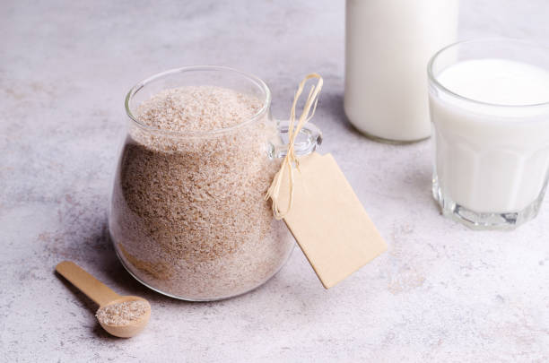 istock Brown psyllium in a glass jar 1383816529