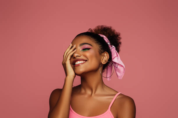istock Beautiful afro woman with bright make-up 1383816869