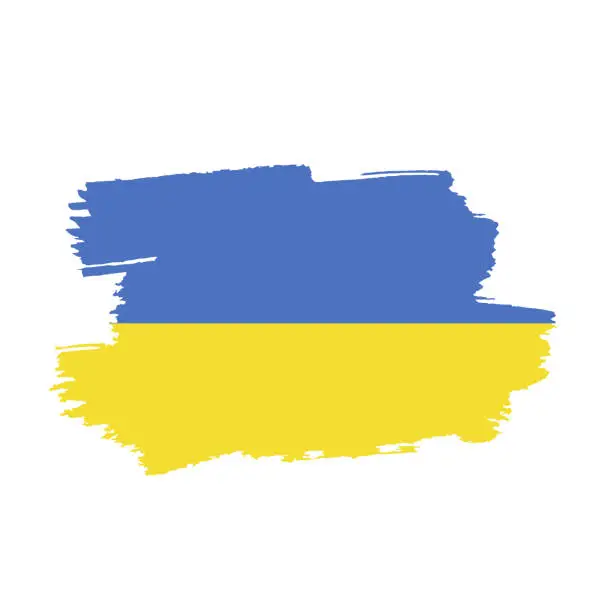 Vector illustration of Grunge flag of the Ukraine. Ukraine flag illustrated on paint brush stroke.