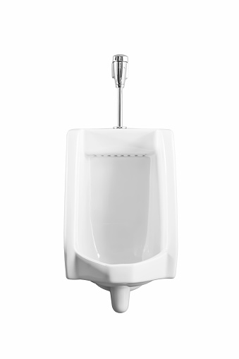 Male toilet urinals isolated with white background.