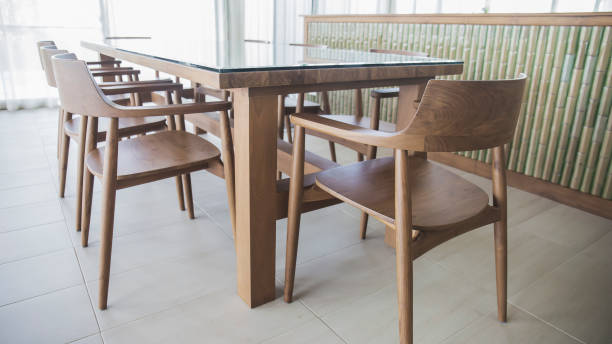 istock Wooden table in the dining room. 1383823738