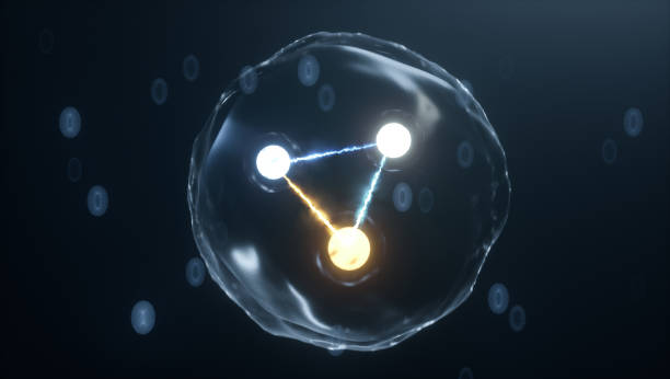 theoretische physik quark und gluon subatomare simulation. 3d-illustration - quark elementarteilchen stock-fotos und bilder