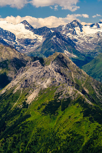 The landscape of main mountain ridge in Stubai Alps in summer. The landscape of main mountain ridge in Stubai Alps in summer. neustift im stubaital stock pictures, royalty-free photos & images