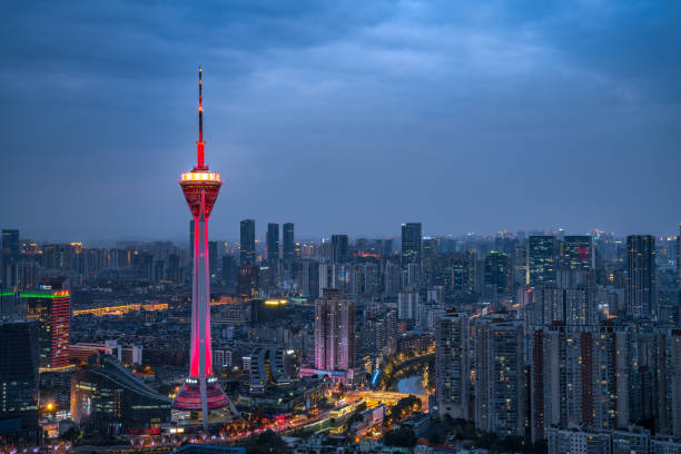 istock Chengdu City Skyline at night 1383833630