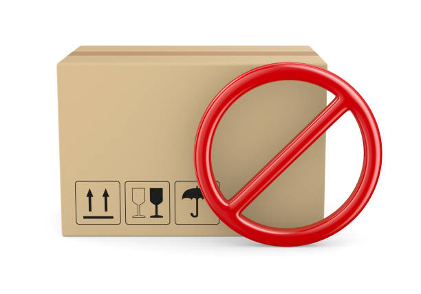 istock cargo box and sign forbidden on white background. Isolated 3D illustration 1383835382