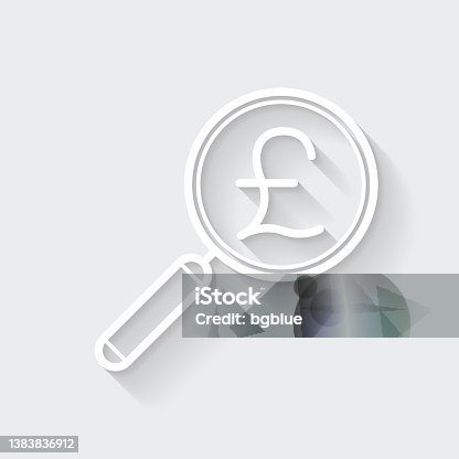 istock Magnifying glass with Pound sign. Icon with long shadow on blank background - Flat Design 1383836912