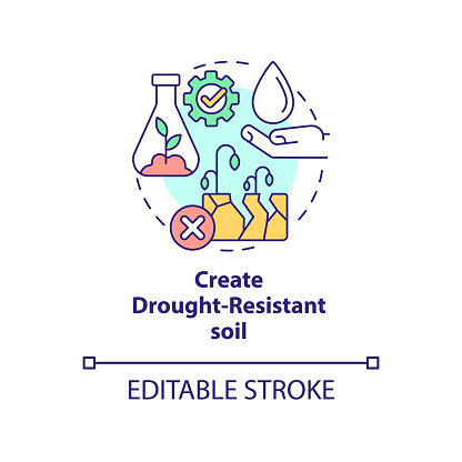Create drought-resistant soil concept icon. Shift to regenerative culture abstract idea thin line illustration. Isolated outline drawing. Editable stroke. Arial, Myriad Pro-Bold fonts used