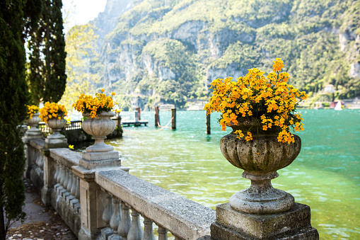 Summer view over of lake Garda in Italy, Europe. Beautiful landscape with lake.