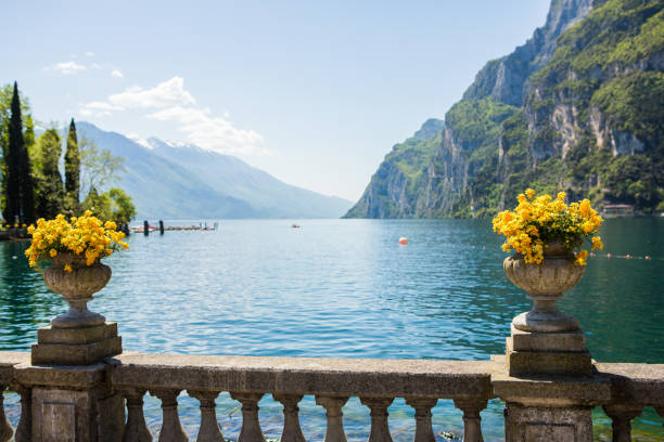 Summer view over of lake Garda in Italy, Europe. Beautiful landscape with lake Summer view over of lake Garda in Italy, Europe. Beautiful landscape with lake. lake como stock pictures, royalty-free photos & images