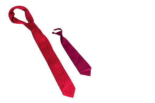 Dad and son ties on white background