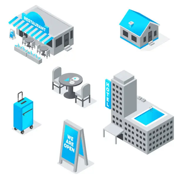 Vector illustration of Isometrics buildings