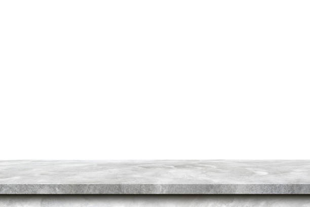 istock Empty cement table on isolated white background with copy space and display montage for product. 1383847994