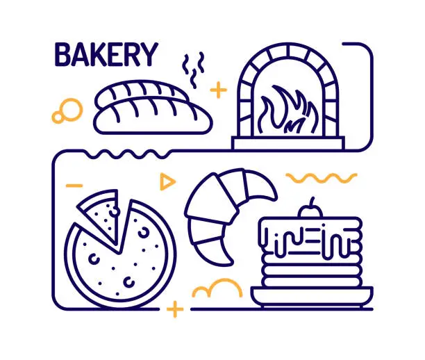 Vector illustration of Bakery Concept, Line Style Vector Illustration