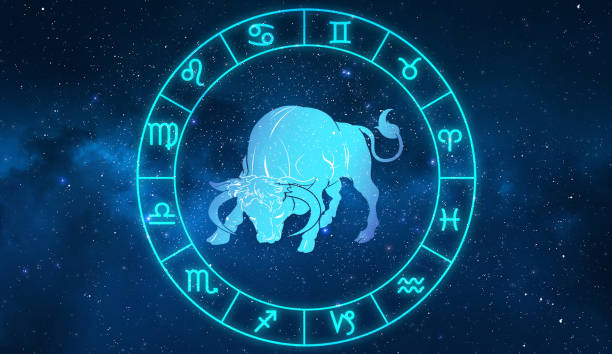Taurus horoscope sign in twelve zodiac . Taurus horoscope sign in twelve zodiac with galaxy stars ."r"n taurus photos stock pictures, royalty-free photos & images