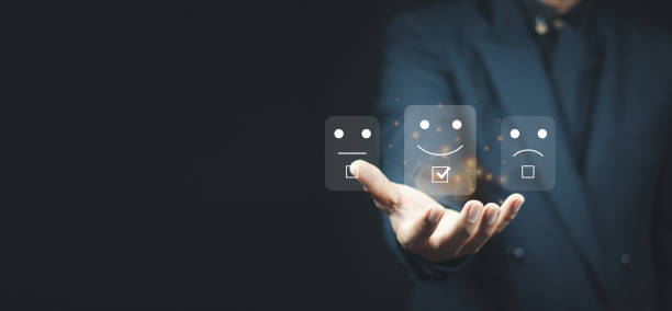 istock User give rating to service experience on online application, Customer review satisfaction feedback survey concept. 1383849253