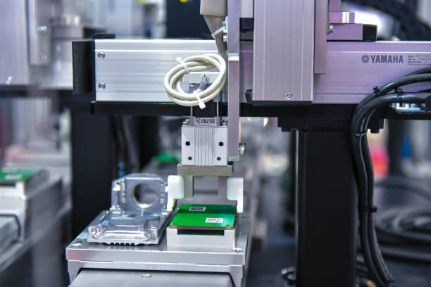 istock Electronic circuit board production in machinery and technology 1383853666