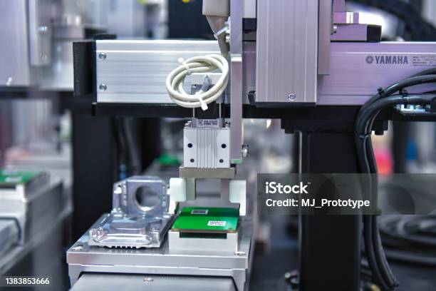 Electronic Circuit Board Production In Machinery And Technology Stock Photo - Download Image Now