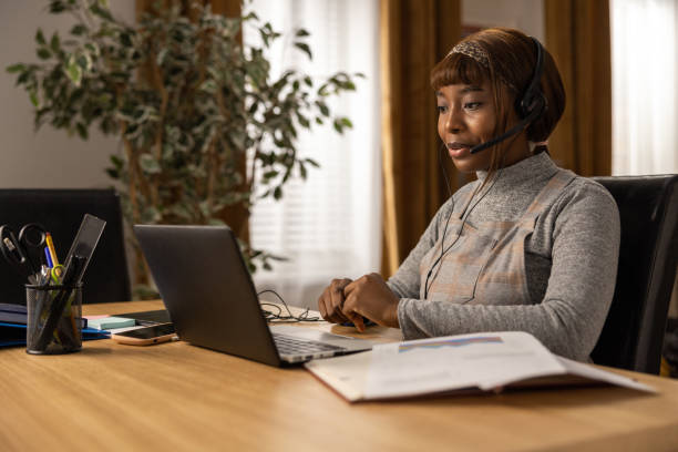 istock A young woman talks about how to navigate the internet safely . She presents methods on how to protect yourself and what to avoid 1383861636
