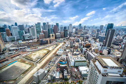 Aerial view of Osaka Skyline