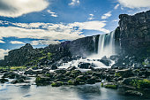 Oxararfoss waterfall in Thingvellir National Park, Iceland.