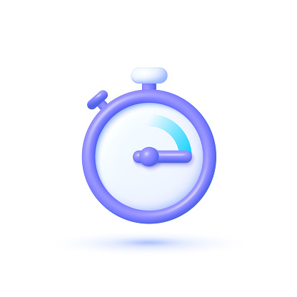 Timer in realistic style on white background. 3d timer. Realistic isolated vector. 3d vector illustration