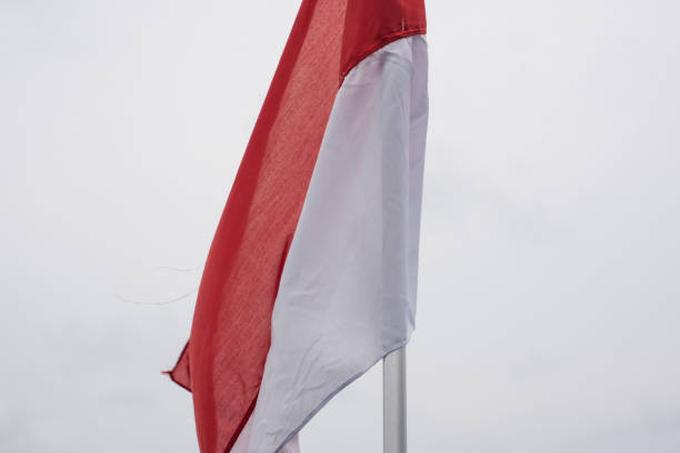 istock Indonesian flag in red and white 1383883878