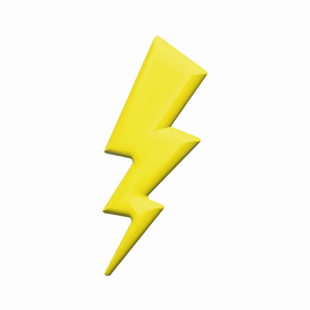 istock Vector bolt lighting yellow 3d icon. Realistic thunder, symbol of energy, danger and power. Thunderbolt electric emblem 1383884084