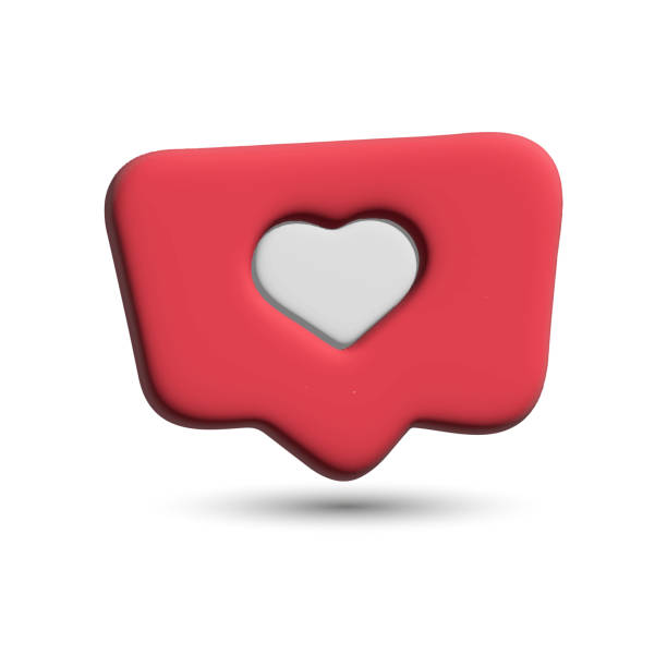 istock 3D social media notification icon with heart symbol like icon vector 1383885030