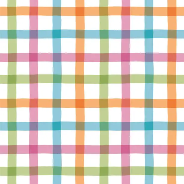 Vector illustration of Easter Colors Tartan Seamless Pattern.