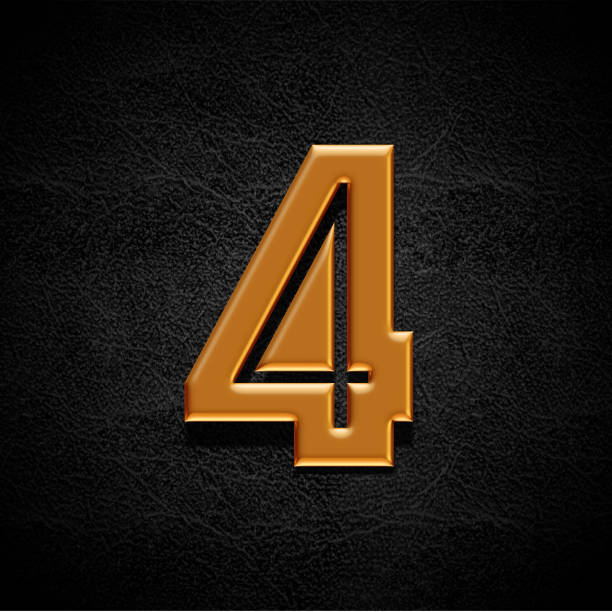 istock Golden alphabet on dark background, Number four, 3d render 1383890843
