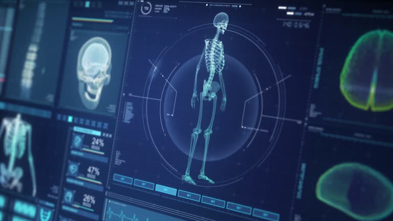 Digital monitor with Futuristic hud Medical  screen data dashboard interface 4K.