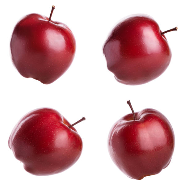 istock Different angles of red apple isolated on white background 1383917723