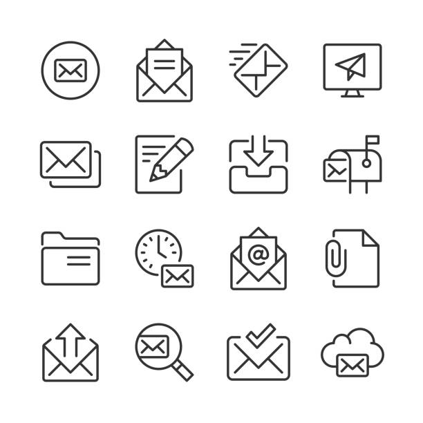 Email Icons 2 — Monoline Series Vector line icon set appropriate for web and print applications. Designed in 48 x 48 pixel square with 2px editable stroke. Pixel perfect. mail stock illustrations